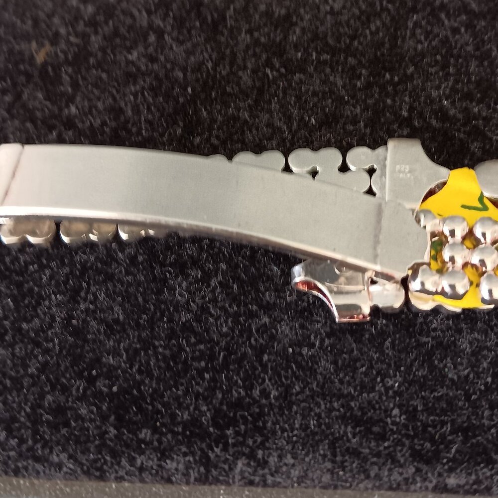 925 Sterling Silver Fancy Italian Design ID Bracelet